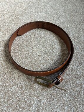 Men's LL Bean Leather Belt with Brass Buckle